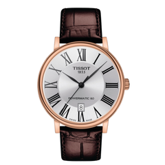 Tissot Carson Powermatic 80 con pulso de cuero chocolate