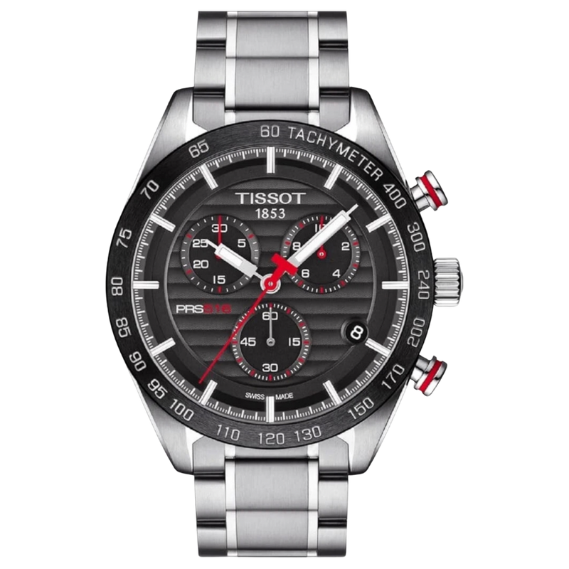 Tissot PRS 516 Chronograph en acero inoxidable con dial negro