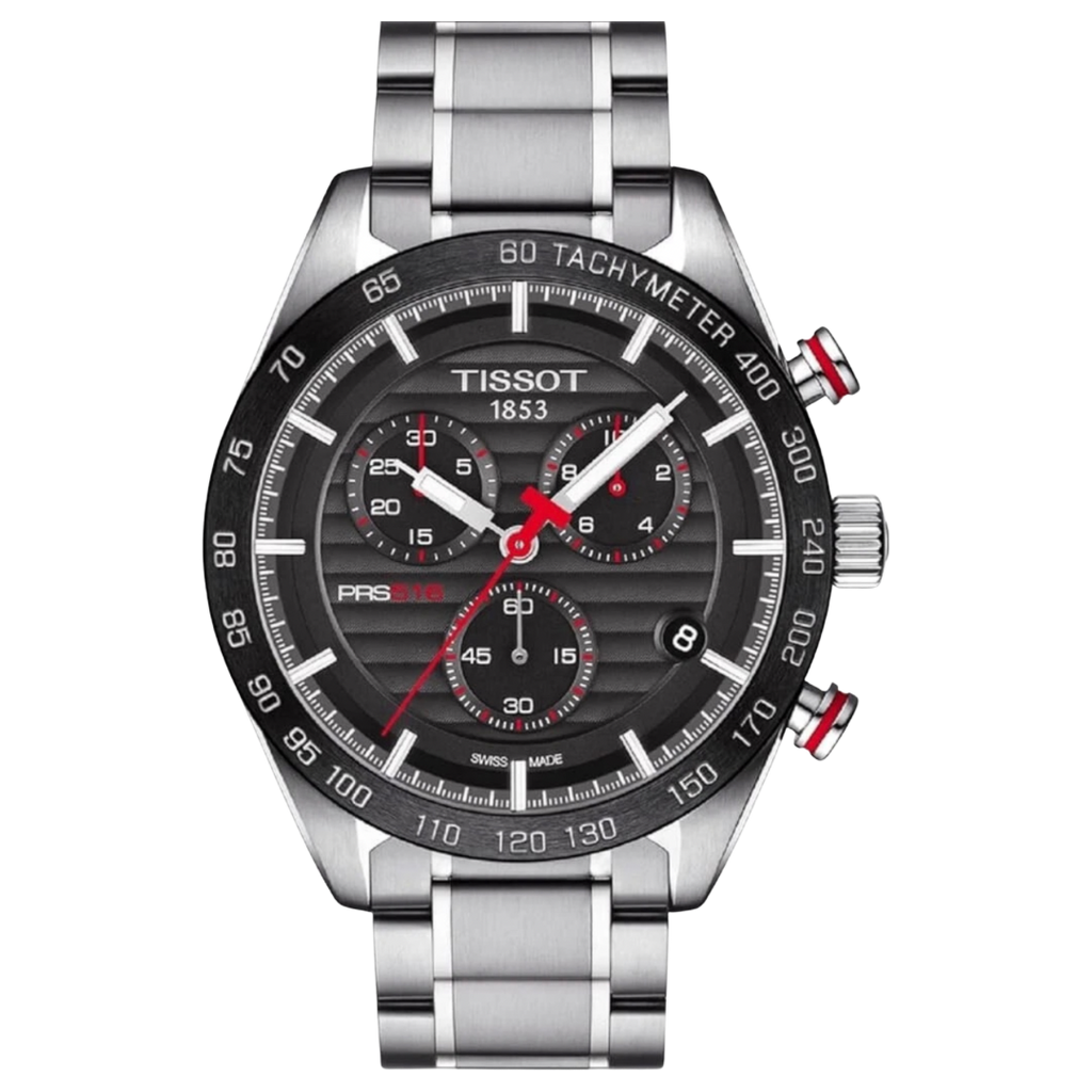 Tissot PRS 516 Chronograph en acero inoxidable con dial negro