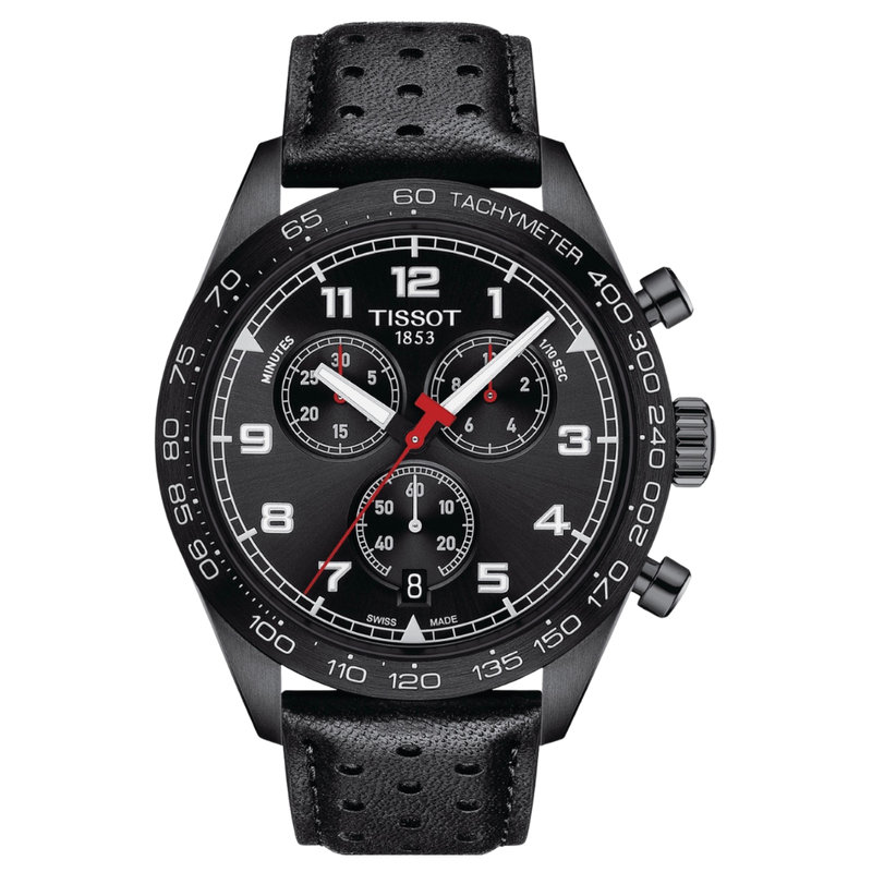Tissot PRS 516 Chronograph con pulso de cuero negro