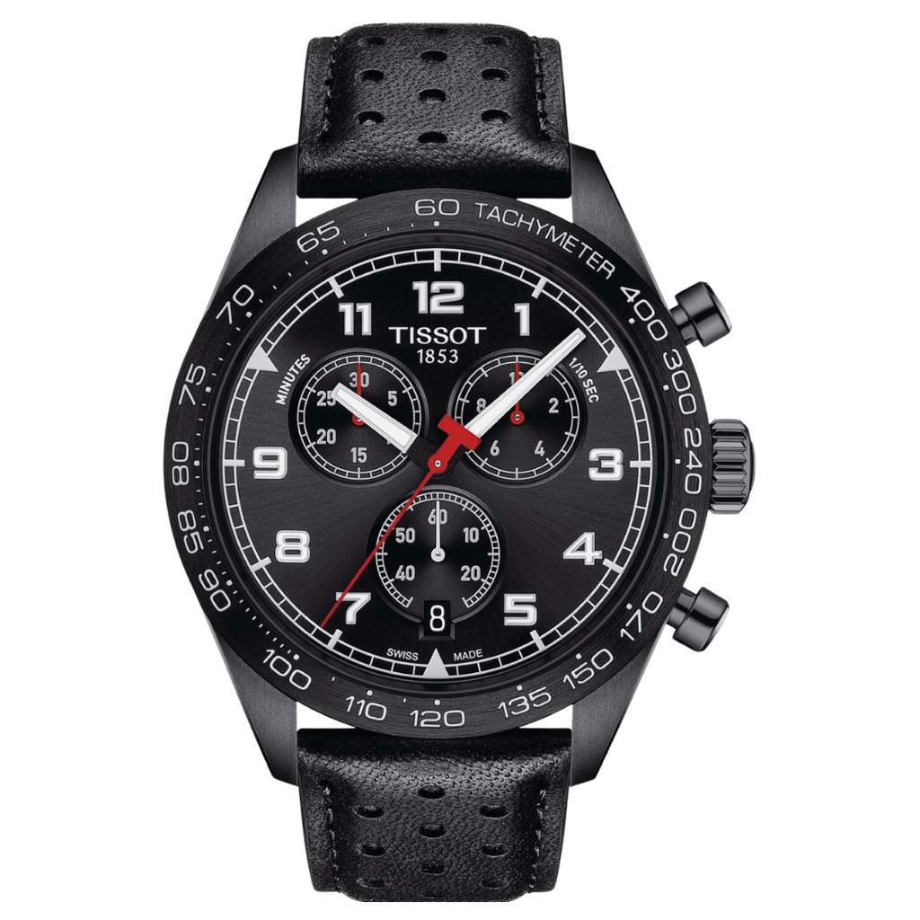 Tissot PRS 516 Chronograph con pulso de cuero negro