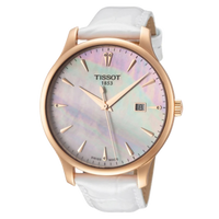 Tissot T-Classic Mother of Pearl Dial White Leather Women's Watch