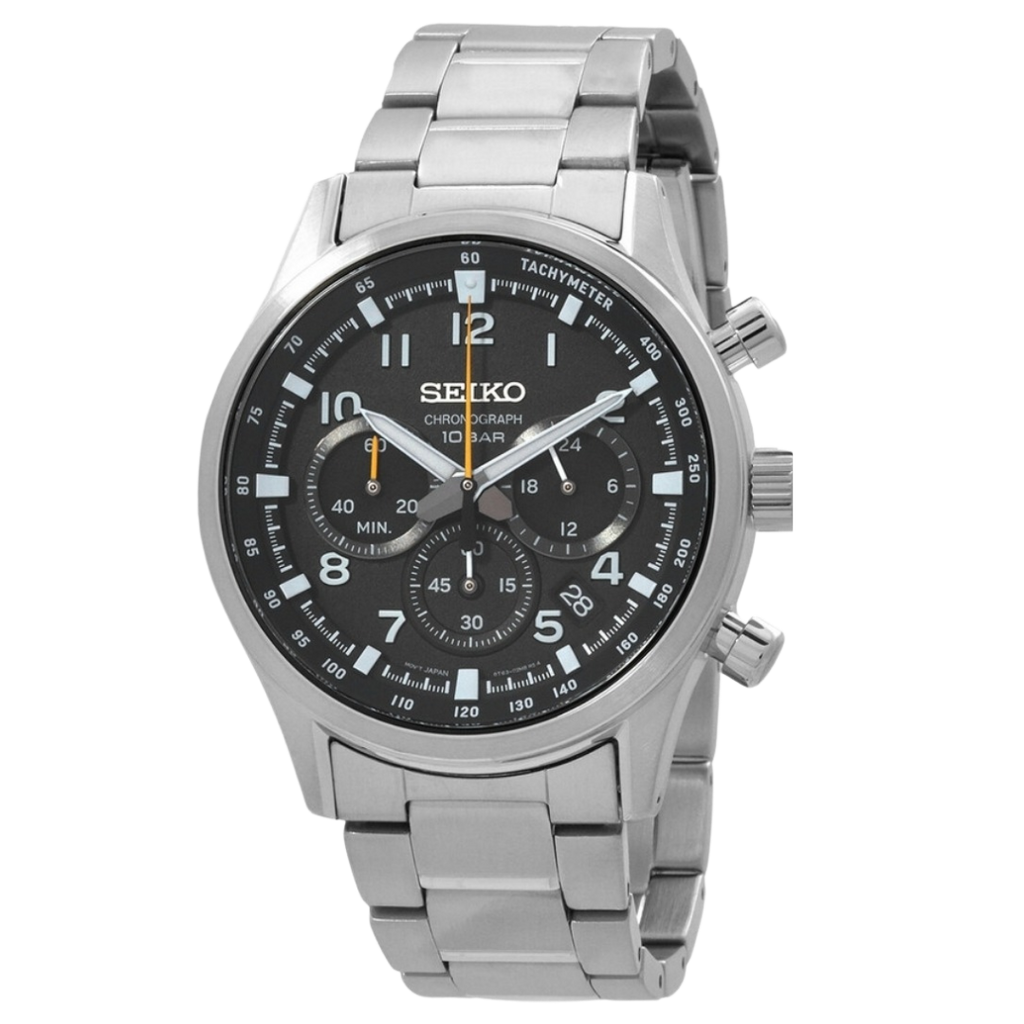 Seiko Chronograph Quartz Black Dial Stainless Steel Men's Watch