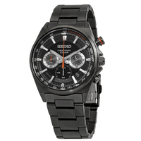 Seiko Chronograph Black Stainless Steel Men's Watch