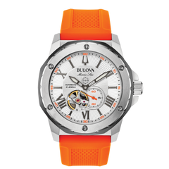 Bulova Marine Star Automatic Orange Silicone Men's Leather Watch